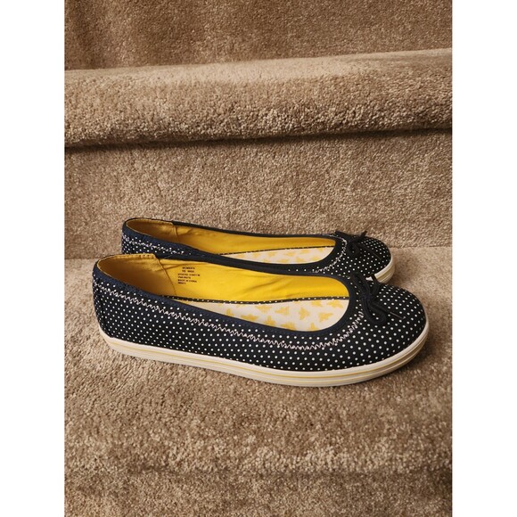 L.L. Bean Women's Navy Blue & White Polka Dots Slip-on Flats Size 10 Wide - Picture 1 of 8
